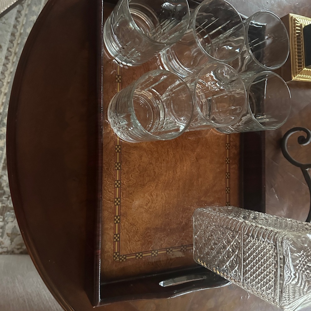 Vintage Glass Decanter and Tumbler Set with tray. Ralph Lauren style - Picture 8 of 11